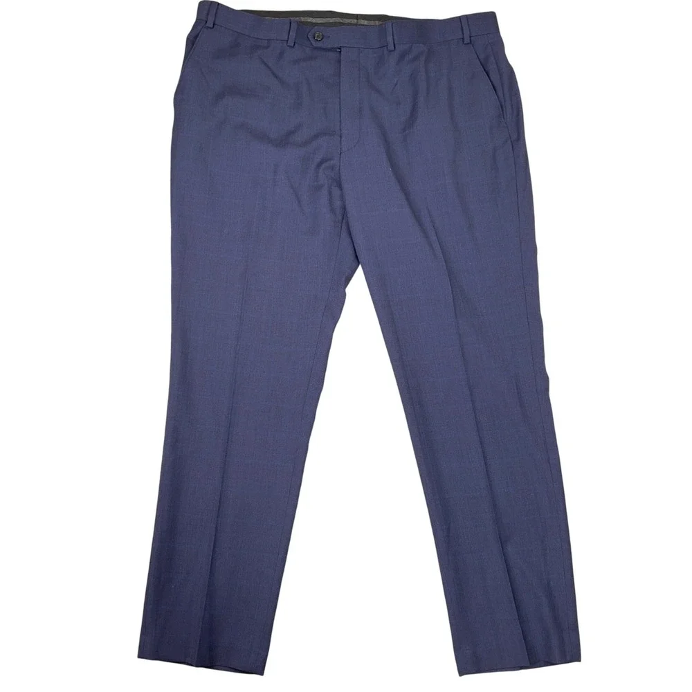 Lauren Ralph Lauren Pants Men 42W 32L‎ Blue Plaid Wool Stretch Dress Trousers